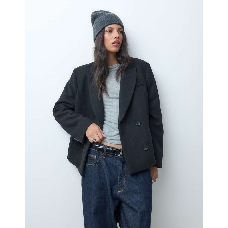 ASOS DESIGN tailored shoulder cropped formal coat with wool in