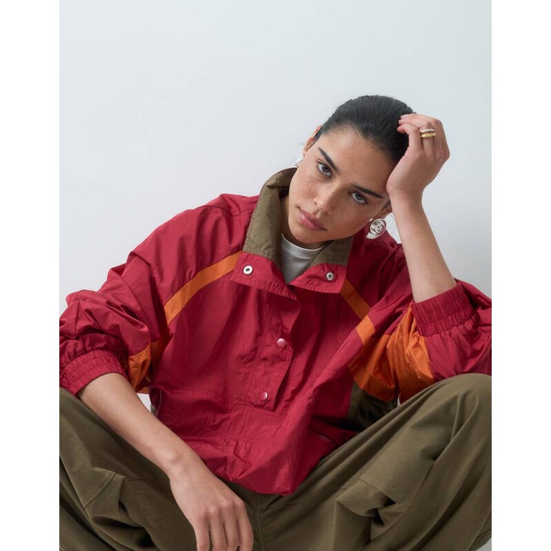 ASOS DESIGN colour block track jacket in red