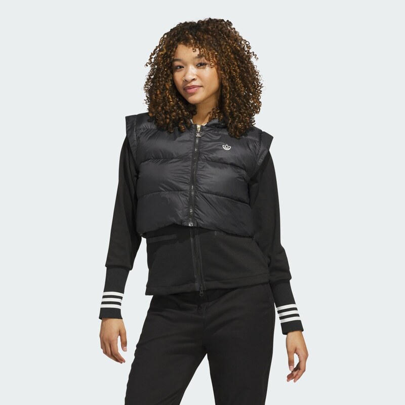 ADIDAS PERFORMANCE Sportovní bunda  Down černá / bílá