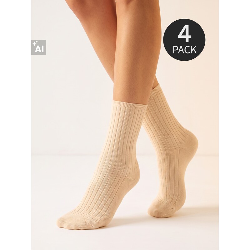 Sinsay - Bavlněné ponožky 4-pack - růžová