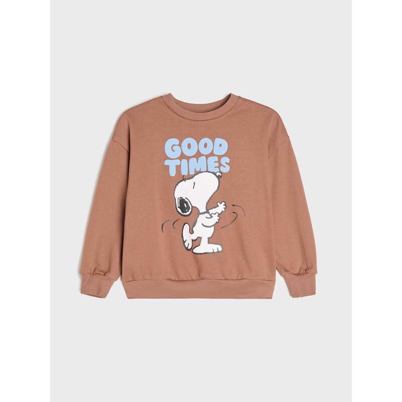 Sinsay - Mikina s kulatým výstřihem s potiskem Snoopy - hnědá