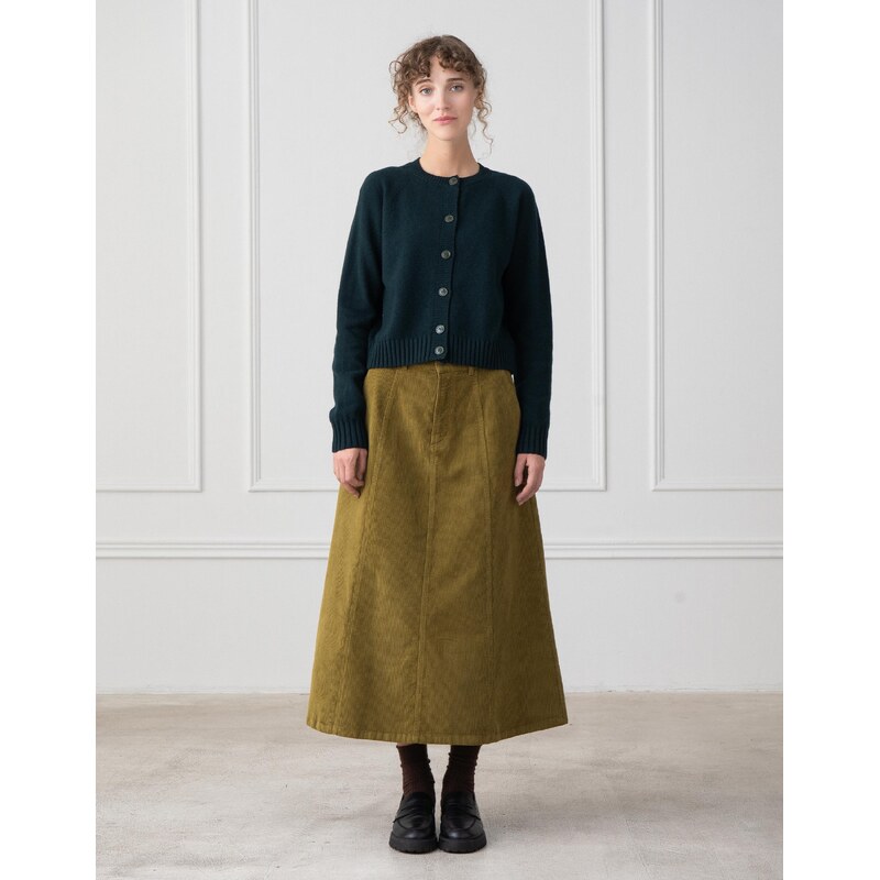 Studio Nila Manšestrová sukně Celine Golden Moss XS