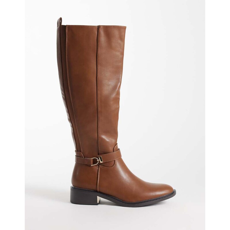 SEQWL Latte buckle riding boots in tan-Brown