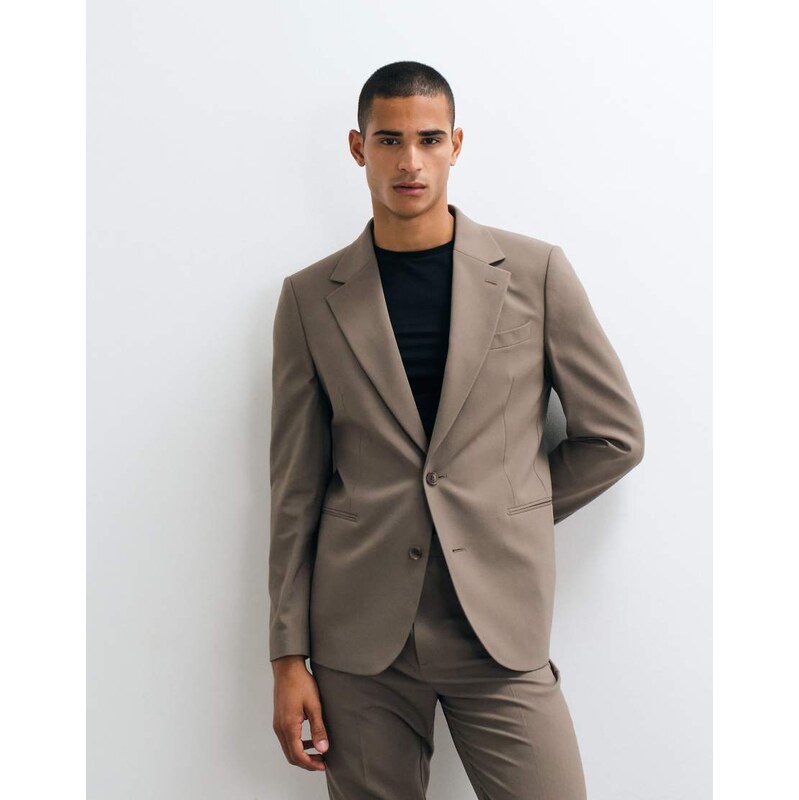 ASOS DESIGN slim suit blazer in brown