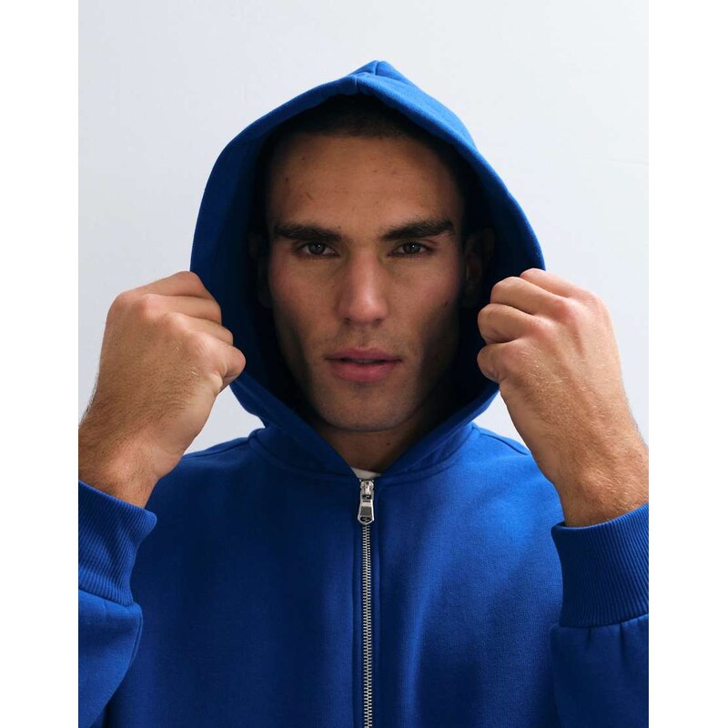 Reclaimed Vintage heavyweight zip through hoodie co-ord in blue