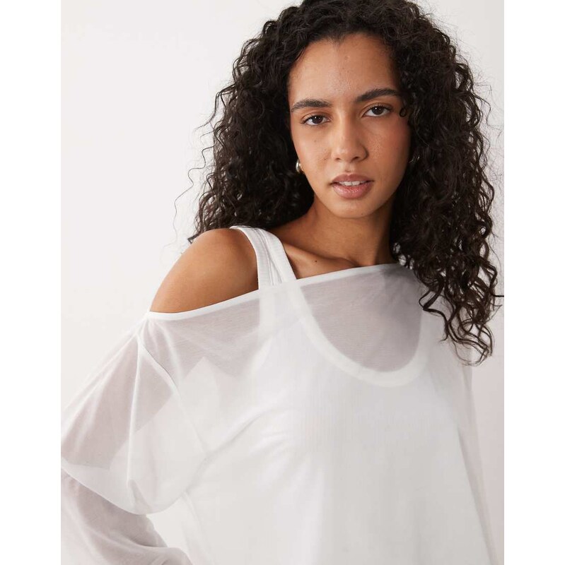ASOS DESIGN cape top with long sleeves in white
