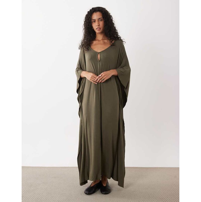 ASOS DESIGN cape maxi dress in brown