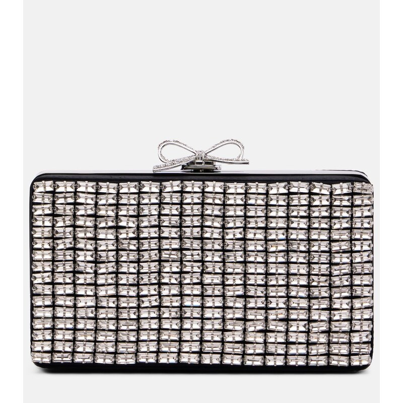 Self-Portrait Bow crystal-embellished clutch