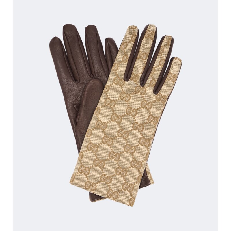 Gucci GG Canvas leather gloves
