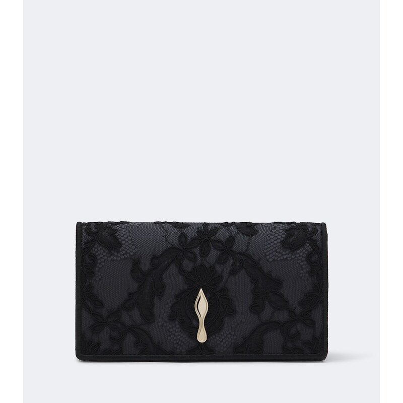 Christian Louboutin Bettina Small lace crêpe satin clutch