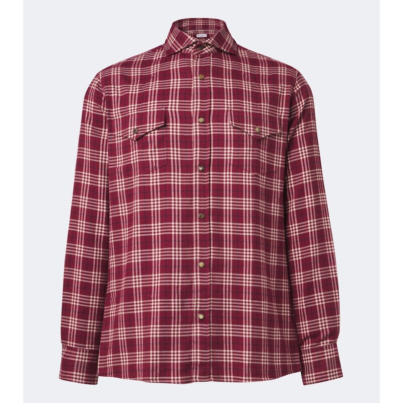 Brunello Cucinelli Checked cotton-blend flannel shirt