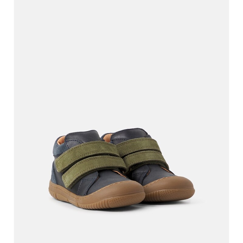Wheat Ivalo suede-trimmed leather sneakers