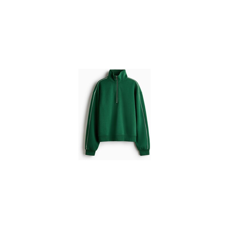 H&M - Mikinas horním zipem - Tmavě Zelená