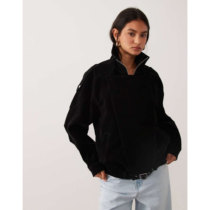 Cotton On cove faux suede jacket in black