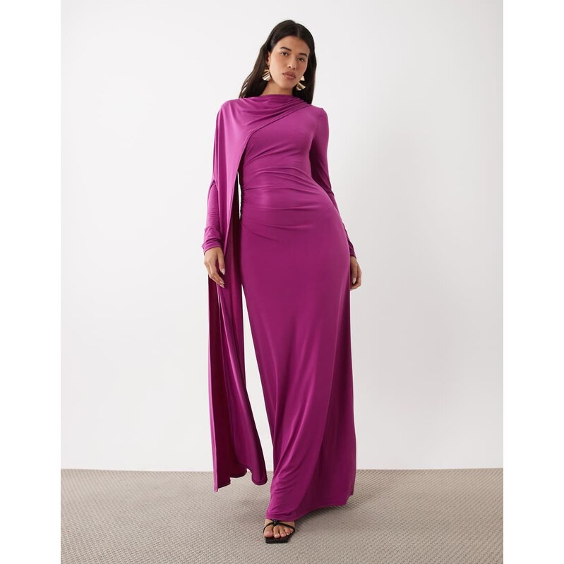 Daska one shoulder cape maxi dress in purple