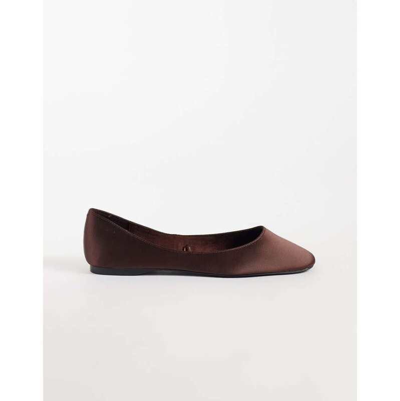 Mango satin ballet flats in brown