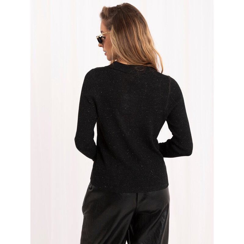 Factory Price Černý cardigan s límečkem
