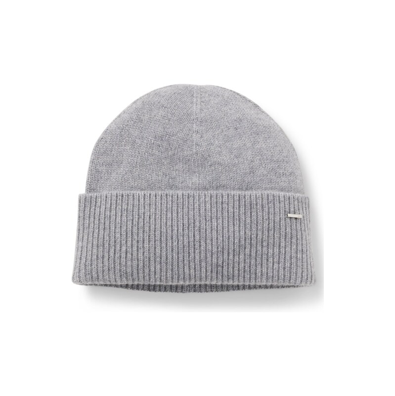 BOSS Cashmere beanie hat with metallic logo trim