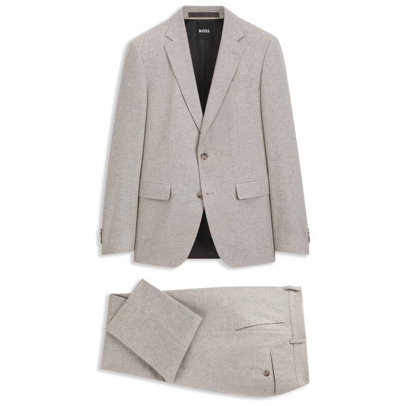 BOSS Patterned slim-fit suit in Italian virgin wool