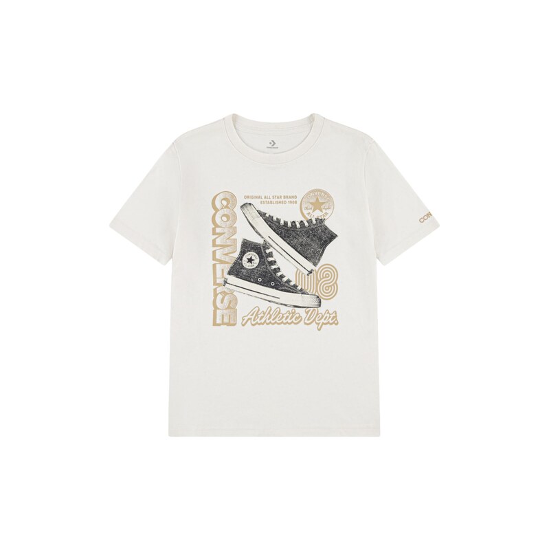 CONVERSE Tričko světle béžová / hnědá / černá