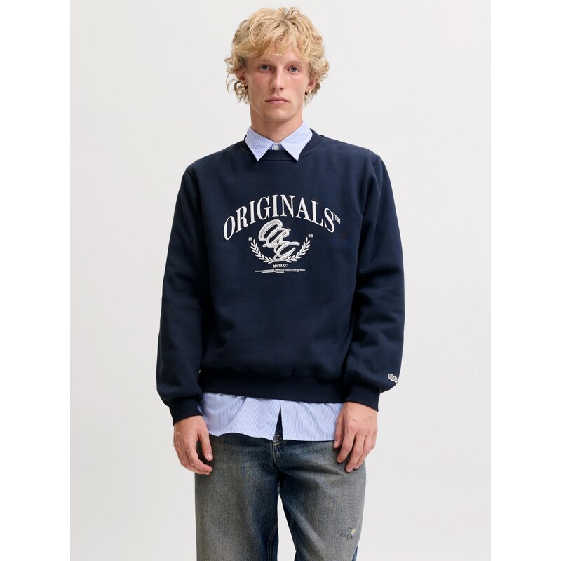 JACK & JONES Mikina JORFREDERIKSBERG tmavě modrá / bílá