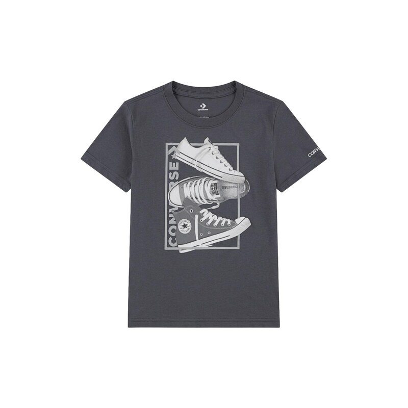 CONVERSE Tričko šedá / tmavě šedá / bílá