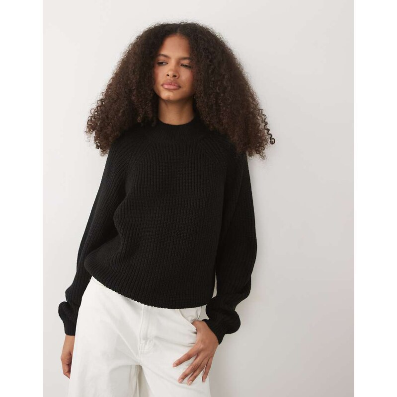 Threadbare high neck jumper in black