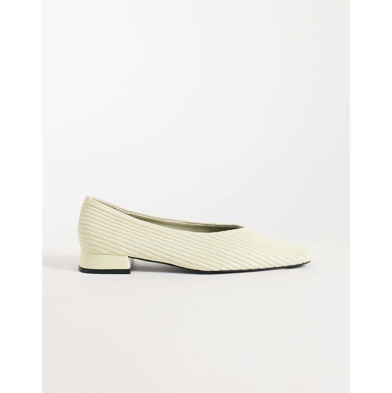 ASOS DESIGN Lemonade chisel toe ruched ballets in buttermilk