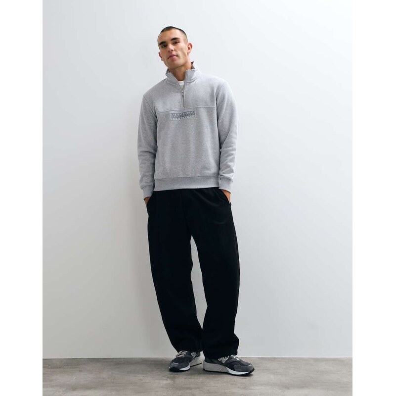 Napapijri box logo half zip in light grey