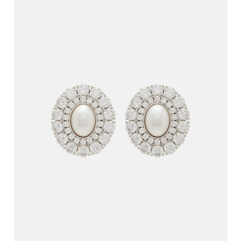 Self-Portrait Crystal-embellished faux pearl earrings