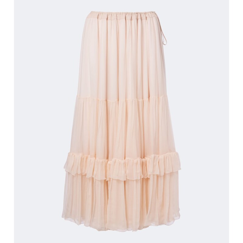 Chloé Ruffled silk midi skirt