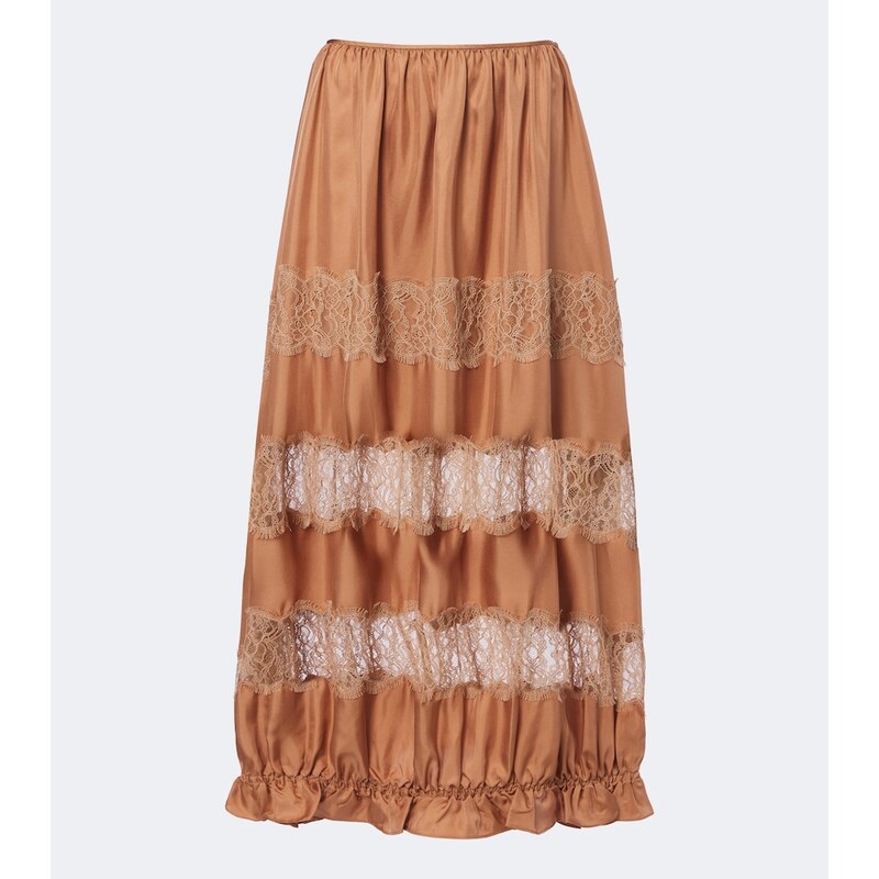 Ulla Johnson Chantal lace-trimmed silk maxi skirt