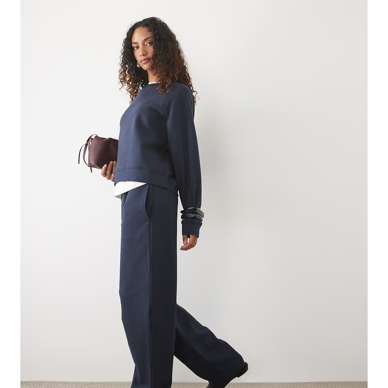 ASOS Tall ASOS DESIGN Tall Barrel leg brushback joggers in navy