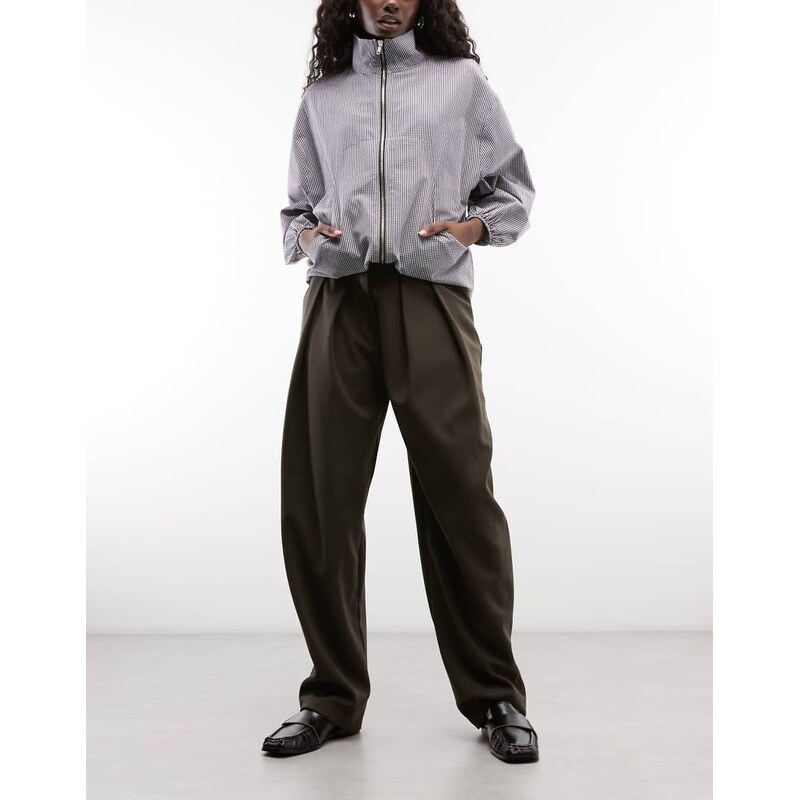 ASOS DESIGN tailored deep waistband barrel trousers with pleat