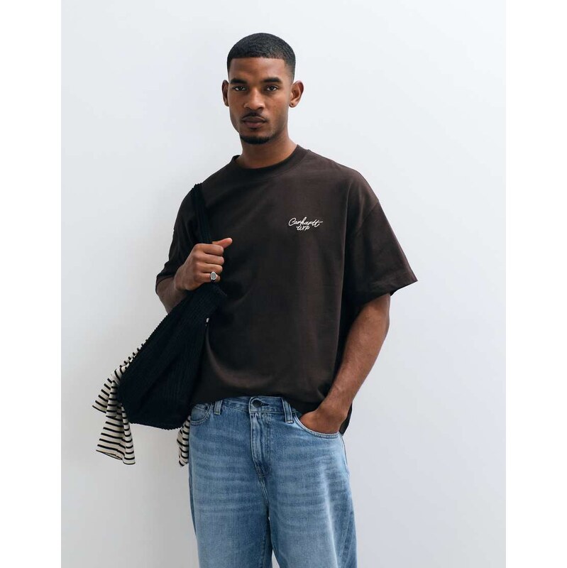 Carhartt WIP Signature Script t-shirt in dark brown