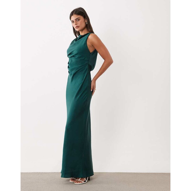 ASOS DESIGN satin drape bodice maxi dress with cowl back detail