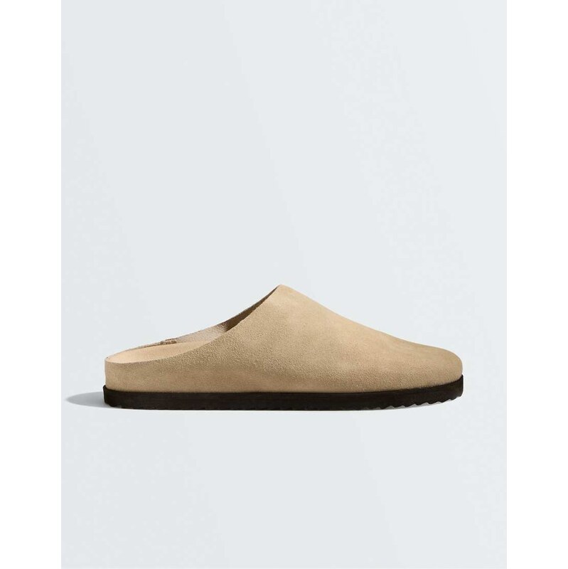 OYSHO Suede mules in sand-Brown