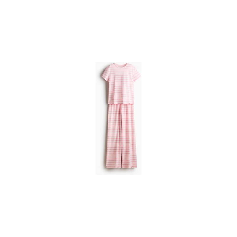 H&M - Pyžamo z bavlněné směsi - Světle Růžová/Proužky