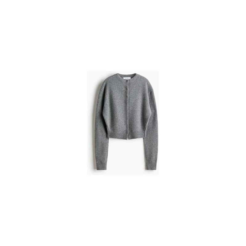 H&M - Propínací svetr z vlněné směsi - Světle Šedý Melír