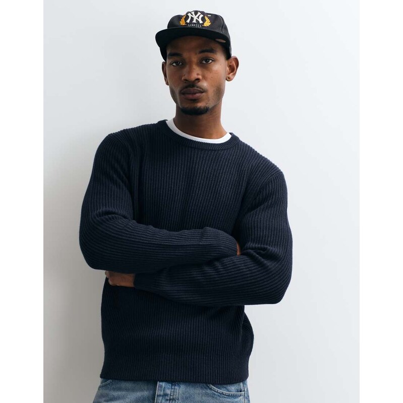 Jack & Jones fine rib jumper in navy