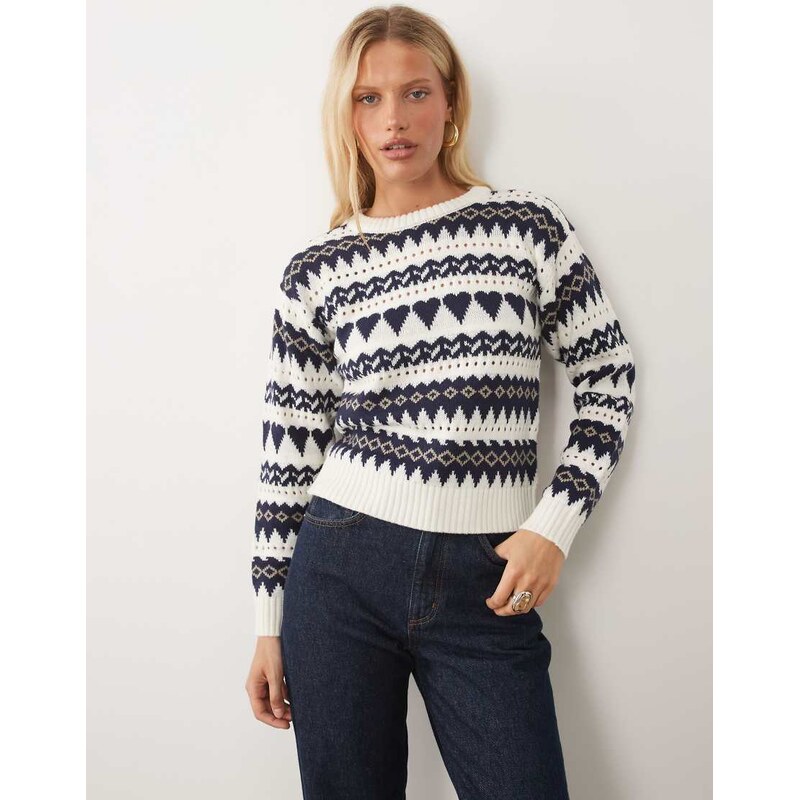 Wednesdays Girl Wednesdays Girl heart abstract printed jumper in