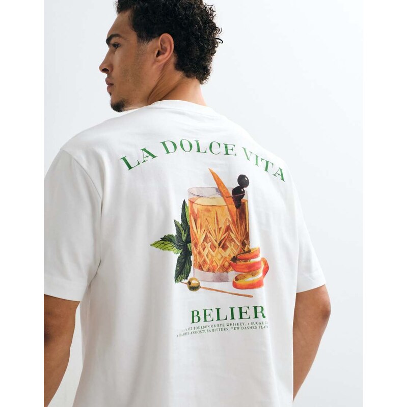 Belier old fashioned back print graphic t-shirt in off white