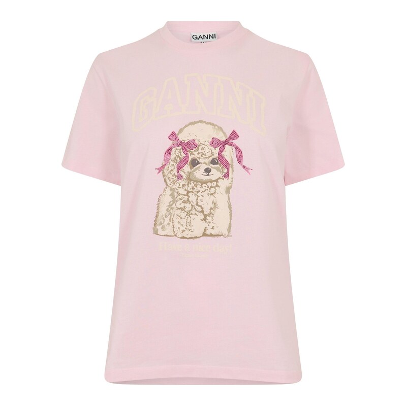 Tričko Ganni Chalk Pink 9920364