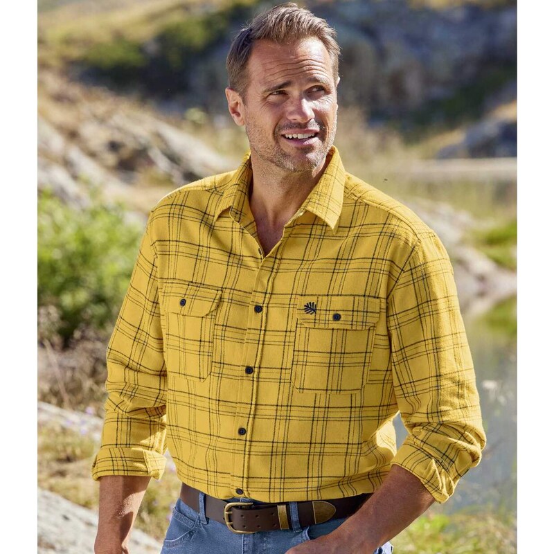 Košile ze žlutého kostkovaného flanelu Atlas For Men Kostkovaná