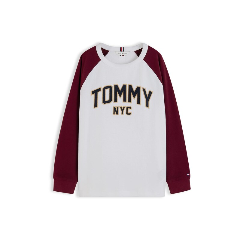 TOMMY HILFIGER Tričko VARSITY béžová / tmavě červená / černá /
