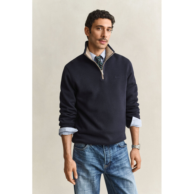 MIKINA GANT SACKER RIB HALF ZIP EVENING BLUE
