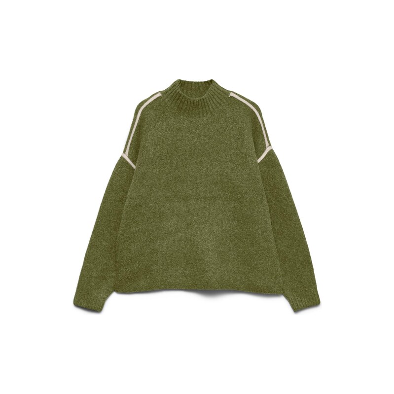 VERO MODA Svetr VMBOOM olivová / bílá