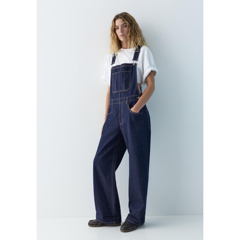 Pull&Bear Džíny s laclem tmavě modrá