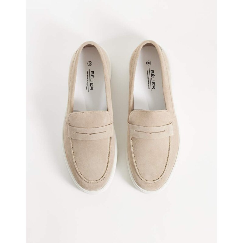 Belier suede textured loafers in taupe-Brown