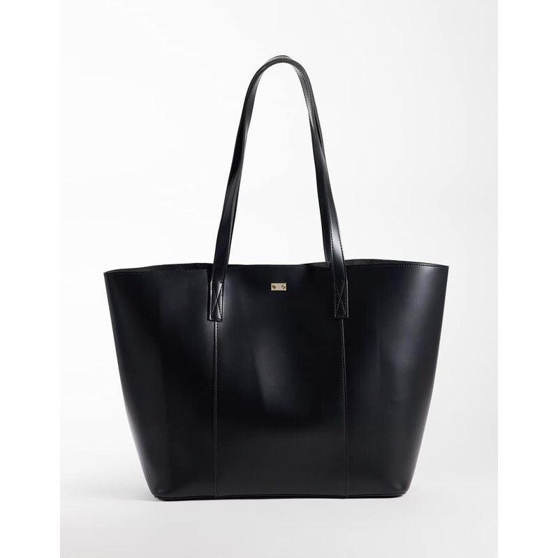 PASQ large turnlock tote in black